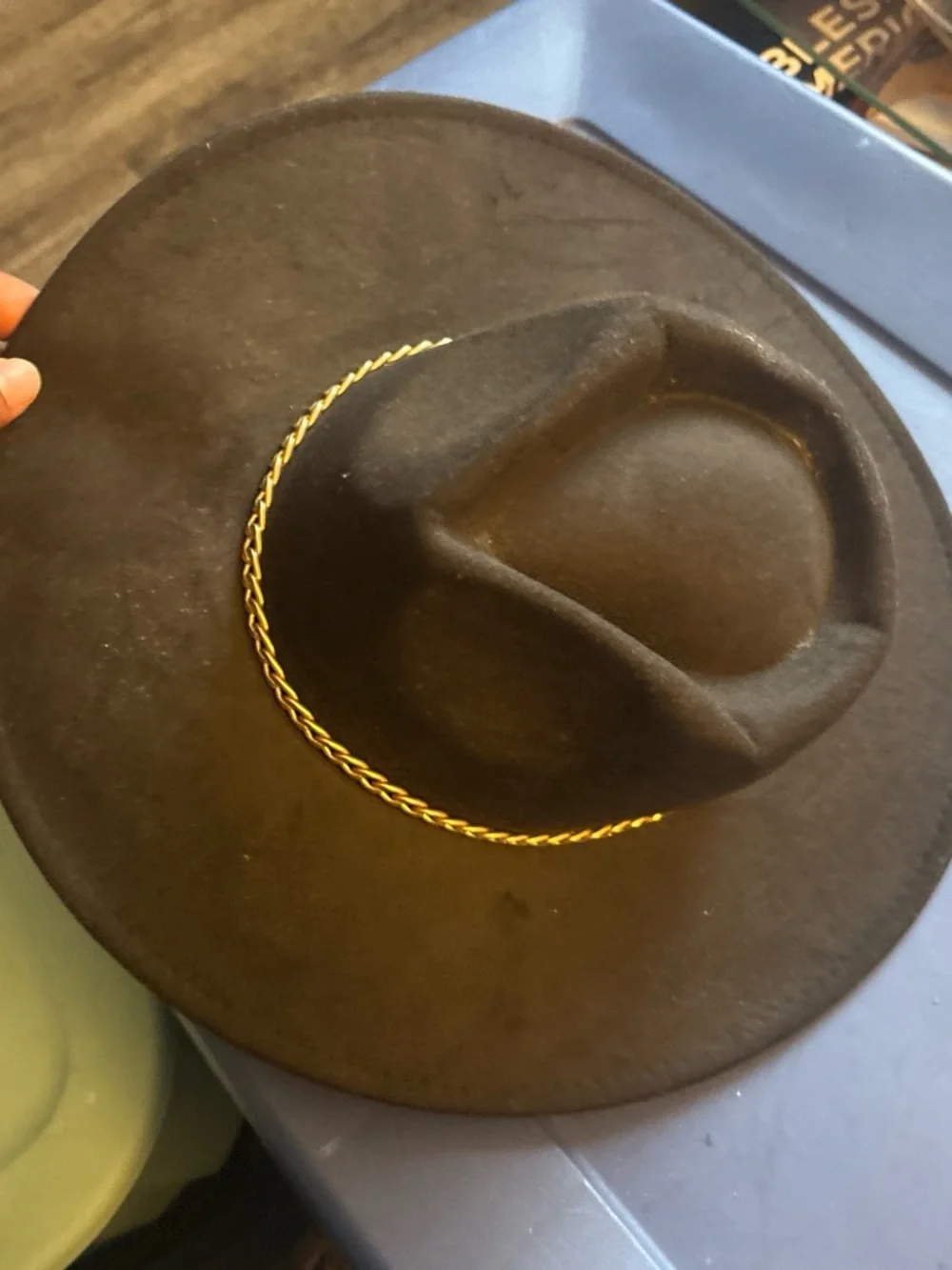 Black Felt Fedora with Gold Rope Trim